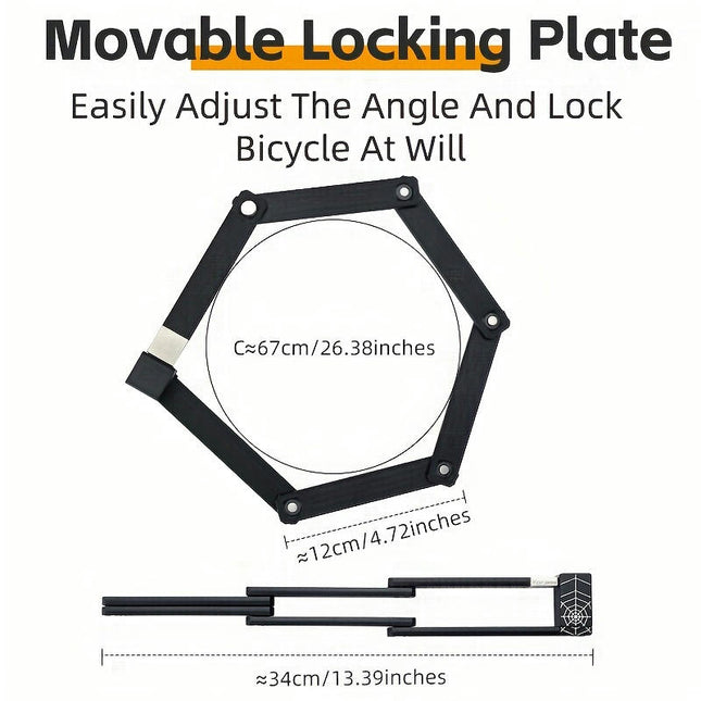Portable Folding Bike Lock Strong Cramping Lock for Bikes, E-bikes, Scooters, and Motorcycles