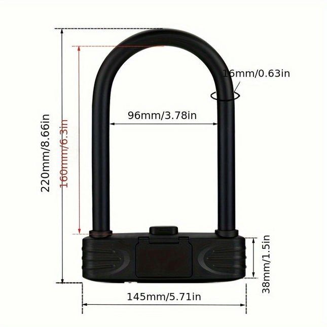1pc Password U-shaped Lock 4-digit Combination Password Lock, Bicycle Motorcycle E-bike Lock