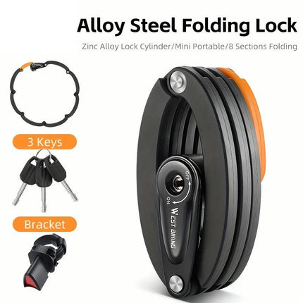 Alloy Steel Bicycle Lock Anti-Theft Key Chain Lock Folding Lock