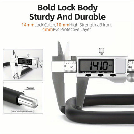Heavy Duty Zinc Alloy U-Lock for Bicycles Anti-Theft U-Shaped Bike Lock with 2 Keys