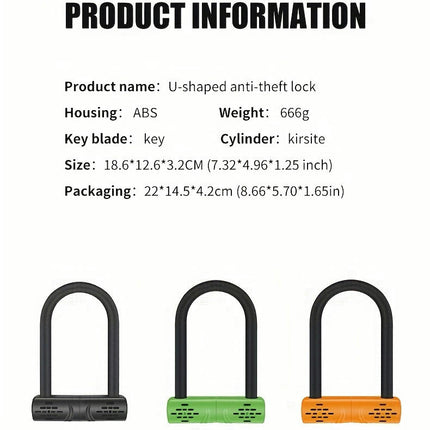 Bicycle Lock, Motorcycle Solid Anti-theft Lock, Outdoor Riding Accessories, Mountain Bike U-lock