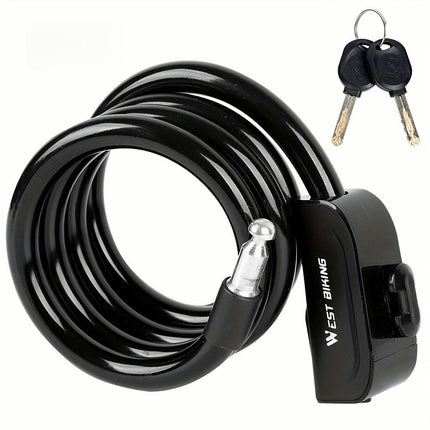 Heavy-Duty Bike Lock with Dual Keys - Anti-Theft Security Cable for MTB, Road & Motorcycle Cycling