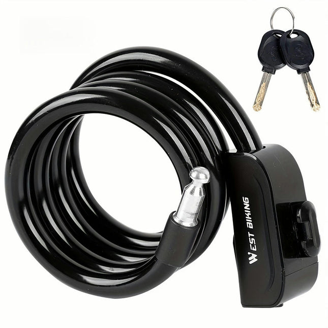 Heavy-Duty Bike Lock with Dual Keys - Anti-Theft Security Cable for MTB, Road & Motorcycle Cycling