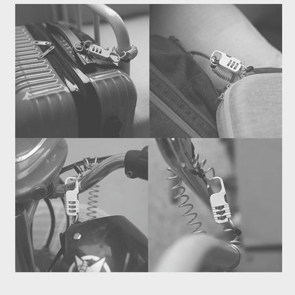 4pc Mini Wire Rope Password Locks for Cycling - Anti-Theft Perfect for Bikes, Motorcycles & Helmets