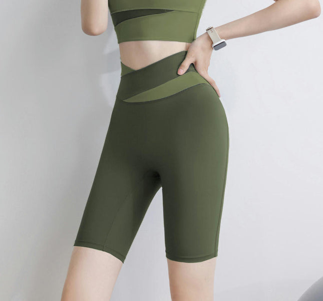 Athletic Shorts Women's High Waisted Butt Lifting Fitness Colorblock Running Yoga Pants
