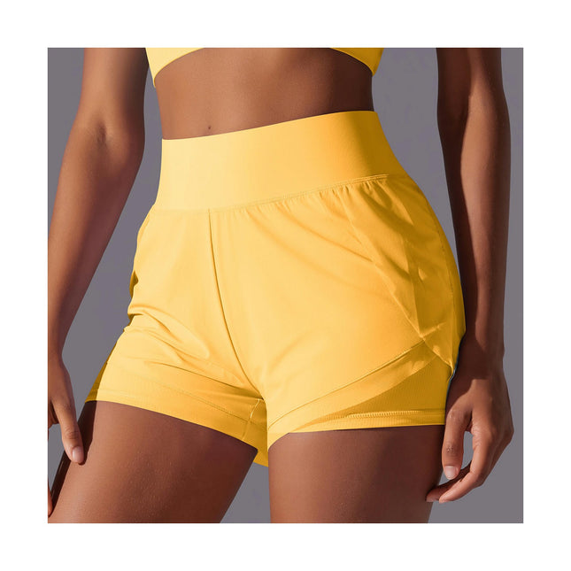 2 in 1 Women's Running Shorts, High Waist Side Slit Shorts for Sports Fitness Running Shorts