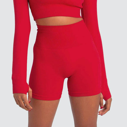 Workout Biker Shorts Women - High Waisted Ribbed Tummy Control Booty Volleyball Shorts