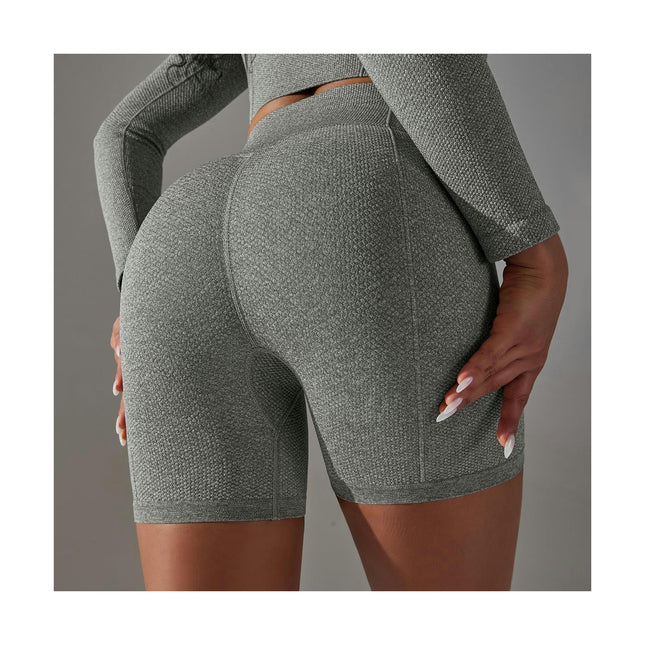 Women's Fitness Cycling Shorts - Seamless Knit High Waist Yoga Running Shorts