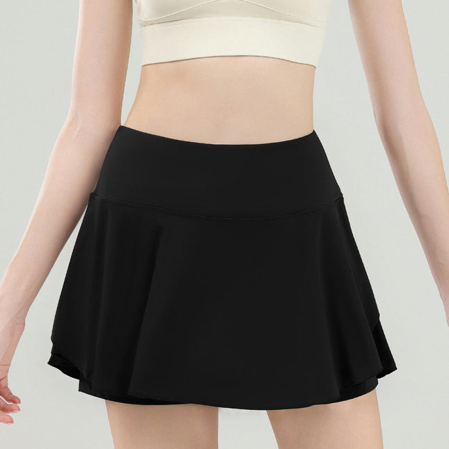 Women 2 in 1 Tennis Skirt with Leggings and Pockets Split Hem Athletic Running Skorts