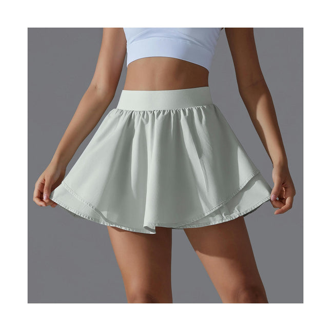 Womens Tennis Skirt Double Ruffle Golf Skort Tummy Control Athletic Skirts with 2 Pockets