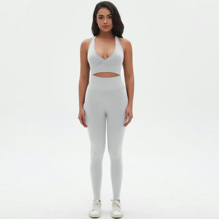 Women's Yoga Outfits 2 piece Set Workout Tracksuits Cross Bra High Waist Legging Set