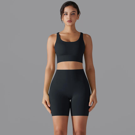 Women's Workout Sets 2 Piece Yoga Outfit High Waisted Biker Shorts Leggings Sports Bra Gym Clothes