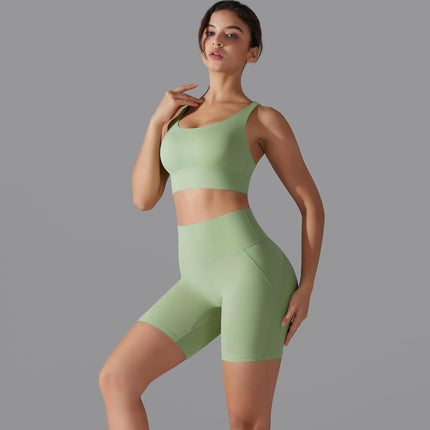 Women's Workout Sets 2 Piece Yoga Outfit High Waisted Biker Shorts Leggings Sports Bra Gym Clothes