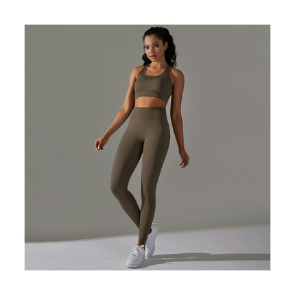 Yoga Wear Set - Seamless Breathable Vest Sports Bra High Waist Hip Lifting Fitness Pants Set