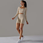 6621 long sleeve+shorts set-beige AB
