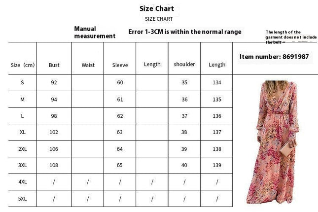 Womens Casual Floral Deep V Neck Long Sleeve Long Evening Dress Cocktail Party Maxi Dresses