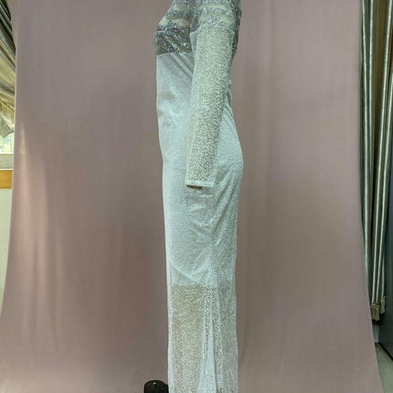 Sequin Long Sleeve Prom Dress Mock Neck Mermaid Ball Gowns for Women Formal Evening Dresses