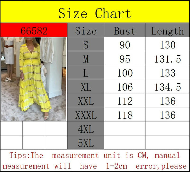 Women's Long Sleeve Boho Maxi Dress V Neck Button Down Print Ruffle Long Dress