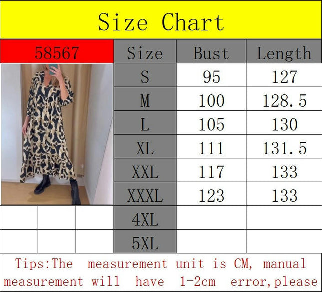 Womens Long Sleeve V Neck Dress Casual Leopard Print Ruffle Flowy Long Dresses