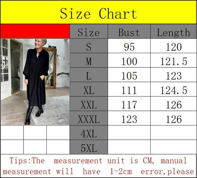 Womens Fall Long Sleeve Tunic Dress Casual V Neck Loose Pleated Midi Dress