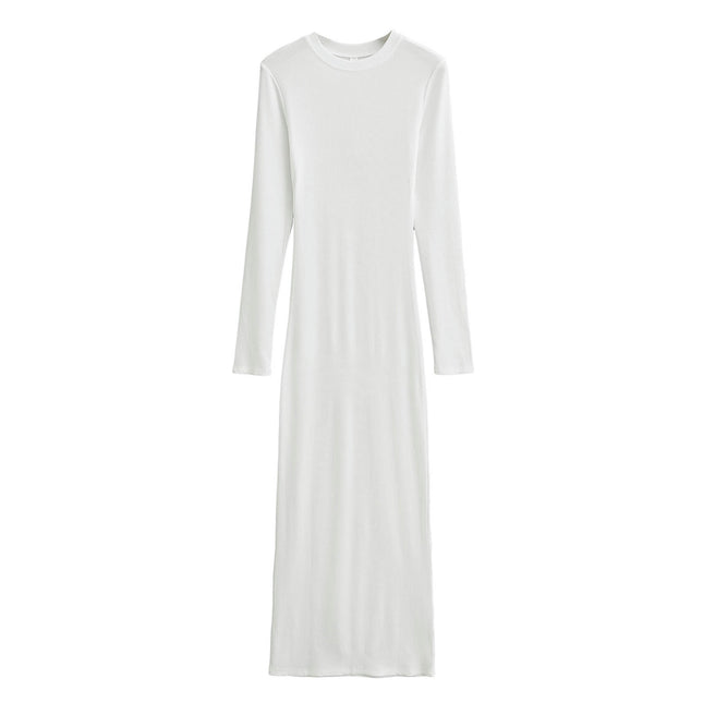 Women's Long Sleeve Bodycon Maxi Dress Elegant Fitted Crew Neck Casual Dresses