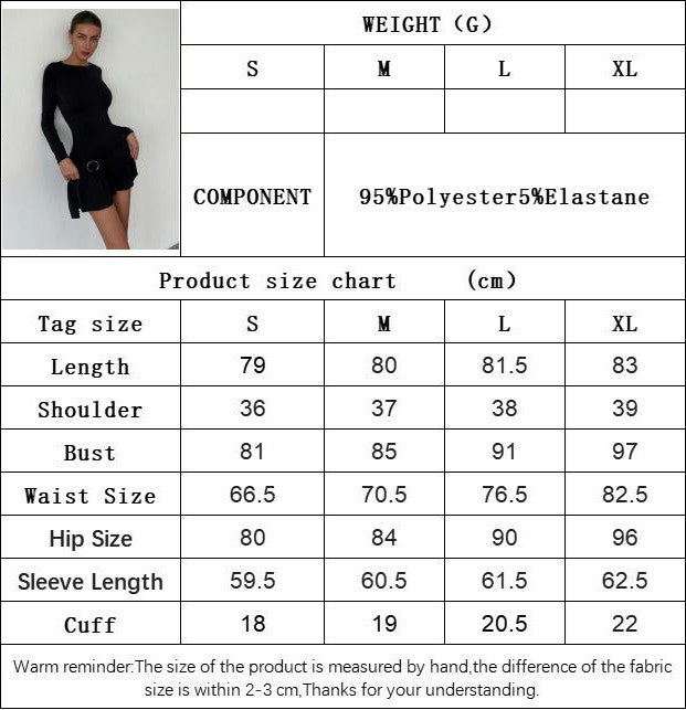 Women's Casual Long Sleeve Bodycon Short Dress Crew Neck Ruffle Mini Dresses