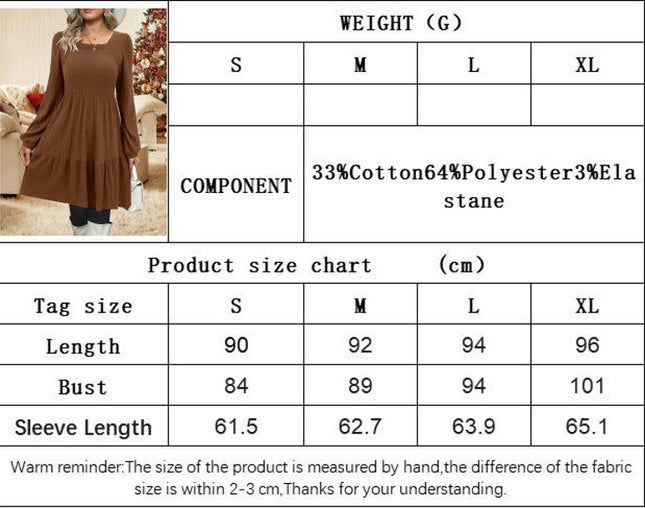 Womens Square Neck Puff Long Sleeve Dresses Casual A-Line Tiered Ruffled Mini Dress