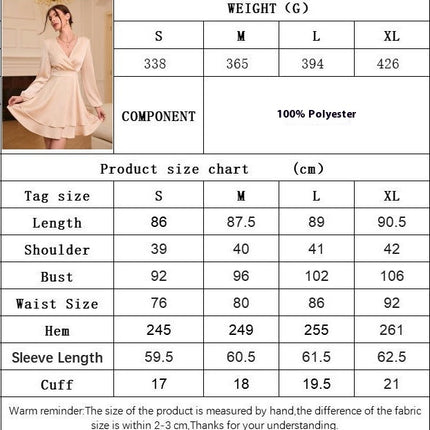 Women's V Neck Long Sleeve High Waist Mini Dresses Ruffle Swing Short Dress