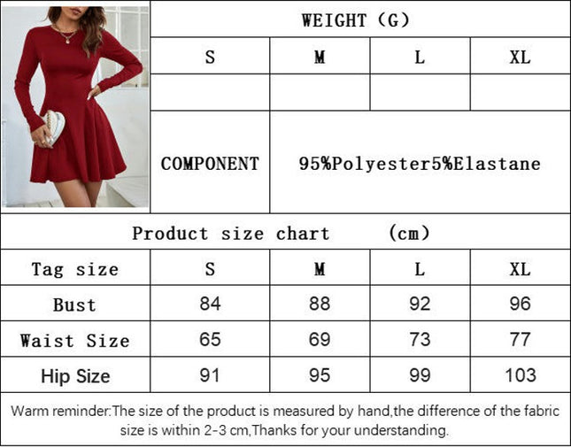 Women's Casual Long Sleeve Dress Crew Neck Flowy A Line Party Mini Dresses