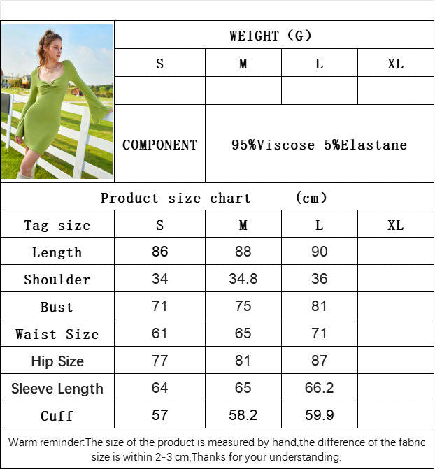 Women's Bell Long Sleeve Dress Sexy Deep V Neck Twist Front Bodycon Mini Dresses