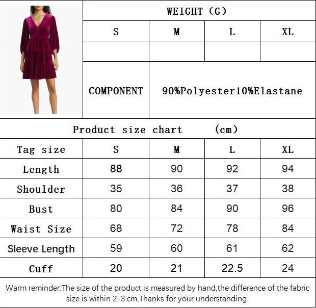 Womens Velvet Elegant Dress Long Sleeve V Neck A Line Ruffled Cocktail Party Mini Dress
