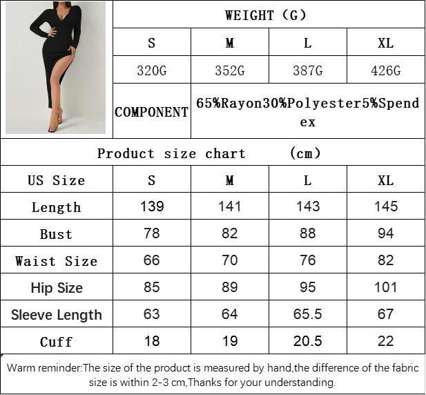 Women's Sexy Deep V Neck Long Sleeve Midi Dress Backless Bodycon Slit Dresses