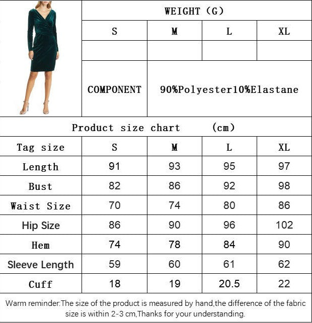 Womens V Neck Long Sleeve Velvet Dress Bodycon Cocktail Ruched Elegant Party Mini Dress