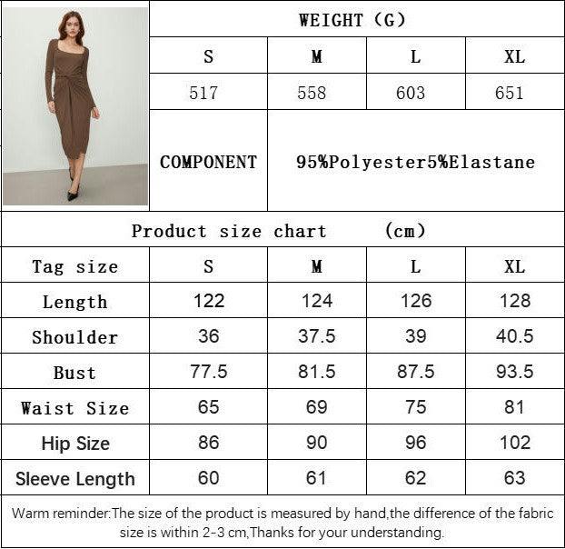 Women's Casual Square Neck Tie Waist Fall Bodycon Dress Long Sleeve Ruched Slim Fit Midi Dress
