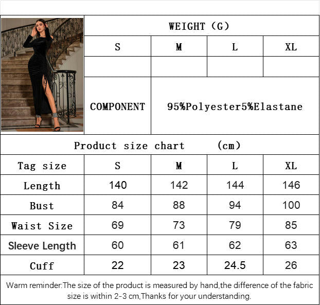 Women's Velvet One Shoulder Long Sleeve Sexy Ruched Slit Wedding Party Maxi Dress