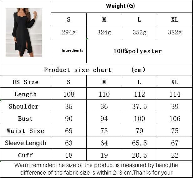 Womens Casual Long Sleeve Sweetheart Neck Dress Split A Line Flowy Midi Dresses