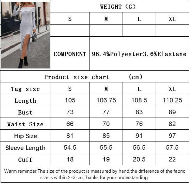 Womens Sexy Off Shoulder Midi Dress Long Sleeve Slit Bodycon Elegant Dresses
