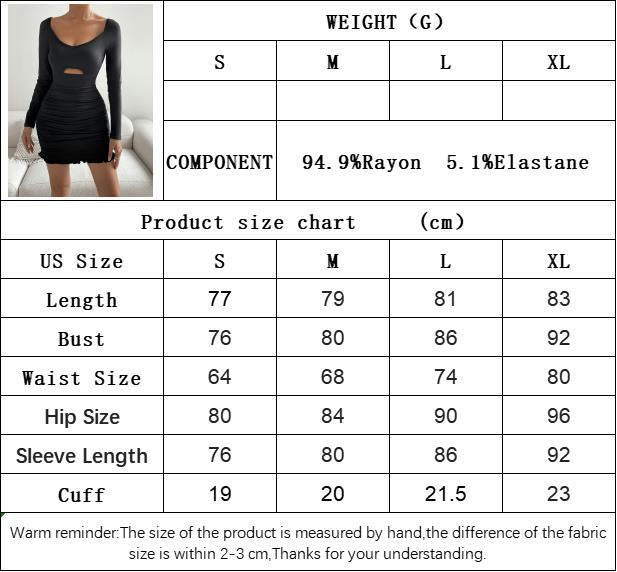 Women's Sexy Bodycon Long Sleeve Deep V Neck Ruched Cut Out Club Mini Dress