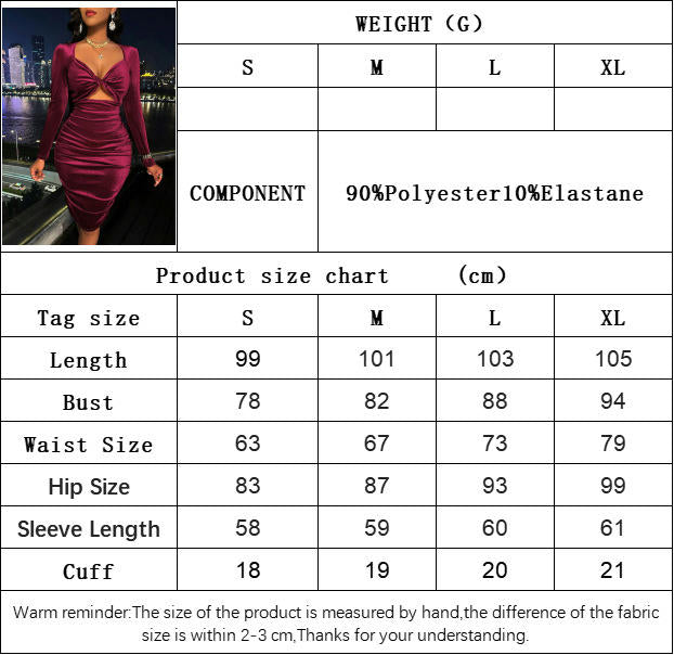 Women's Sexy Long Sleeve Twist V Neck Cut Out Ruched Bodycon Cocktail Club Mini Dress