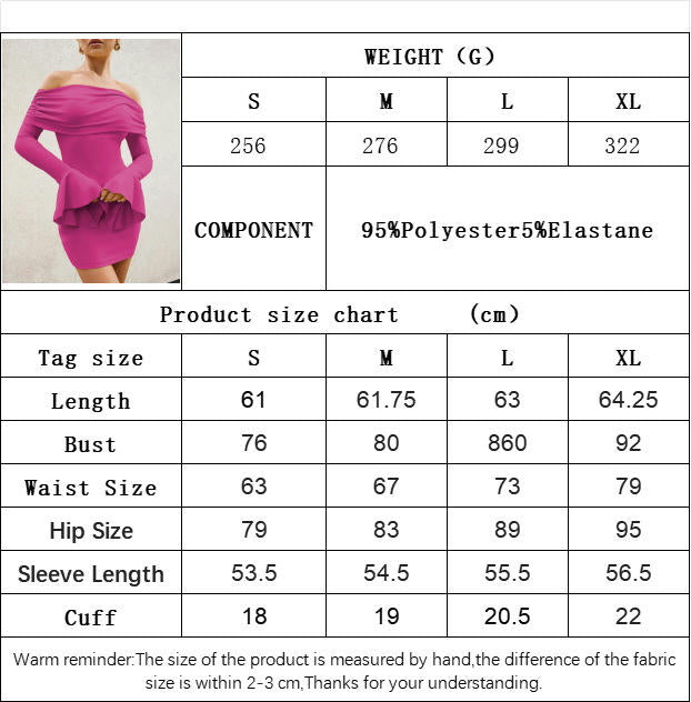 Women's Fall Ruffle Long Sleeve Dress Sexy Off Shoulder Bodycon Mini Dresses