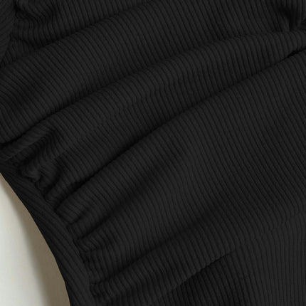 Women Long Sleeves Sexy Ruched Bodycon Mini Dress Sweetheart Neck Short Ribbed knit Dress
