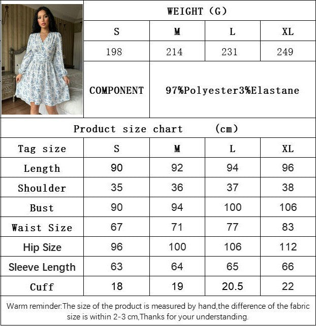 Womens Floral Mini Dresses Boho V Neck Long Sleeve High Waist A Line Flowy Short Dress