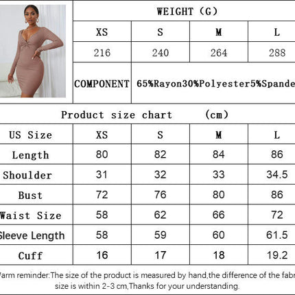 Women's Deep V Neck Twist Front Short Dress Long Sleeve Bodycon Mini Dress