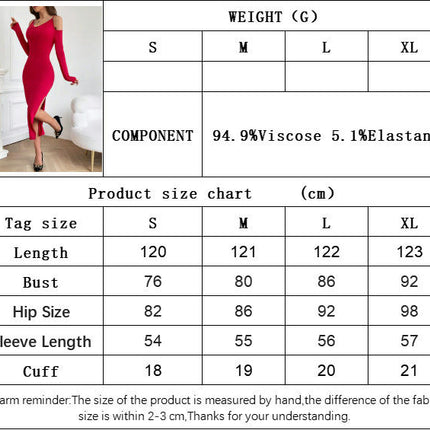 Women's Cold Shoulde Scoop Neck Dresses Long Sleeve Slit Bodycon Midi Dress