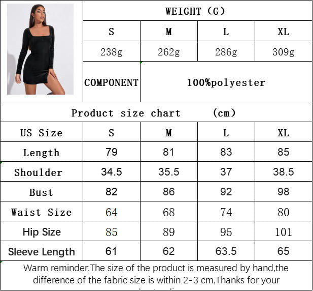 Womens Sexy Velvet Long Sleeve Square Neck Bodycon Split Elegant Mini Party Dress