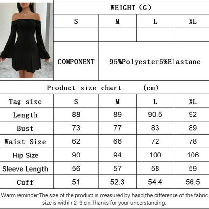 Women's Long Sleeve Dress Sexy Off Shoulder Ruffle Flowy Bodycon Mini Dresses