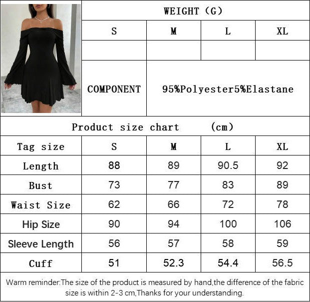 Women's Long Sleeve Dress Sexy Off Shoulder Ruffle Flowy Bodycon Mini Dresses