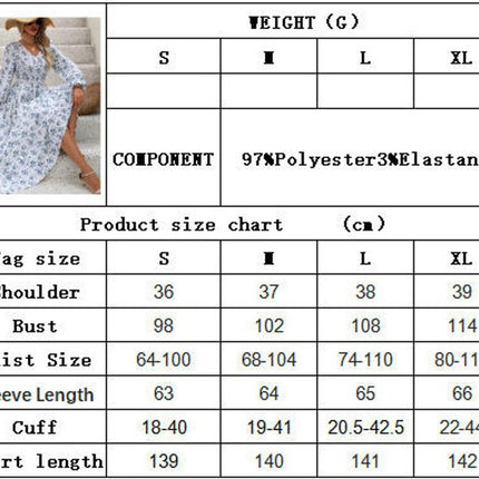 Women's Casual Long Sleeve Maxi Dress Boho V Neck Smocked Waist Floral Flowy Long Dresses