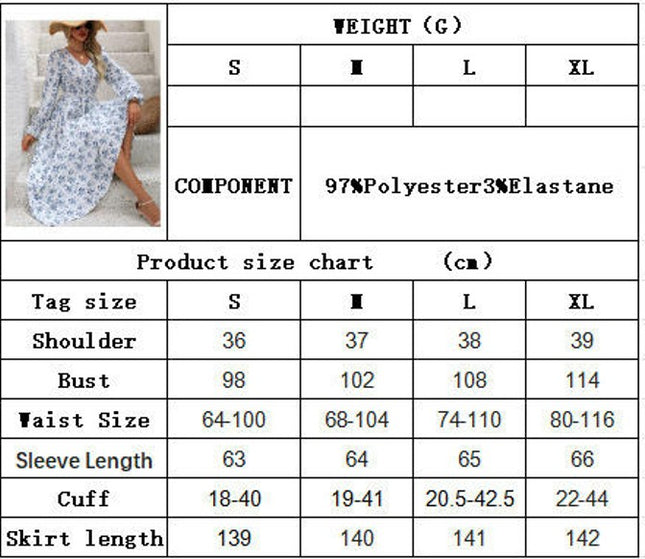 Women's Casual Long Sleeve Maxi Dress Boho V Neck Smocked Waist Floral Flowy Long Dresses