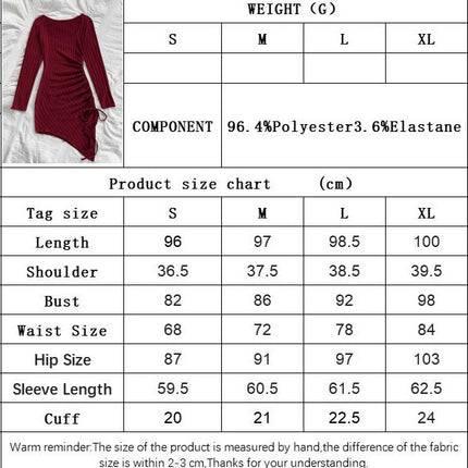 Women's Square Neck Long Sleeve Ruched Bodycon Mini Dress Drawstring Clubwear Dresses